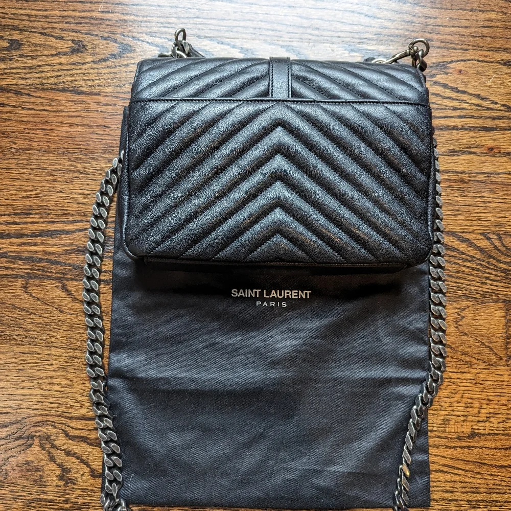 YSL College Black Gunmetal Bag Purse